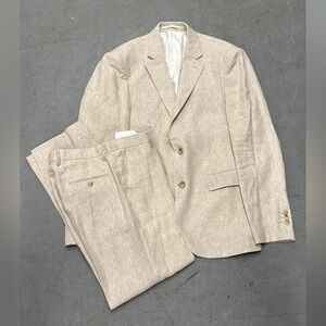 Elegant Tan Men's Linen 2 Piece Suit